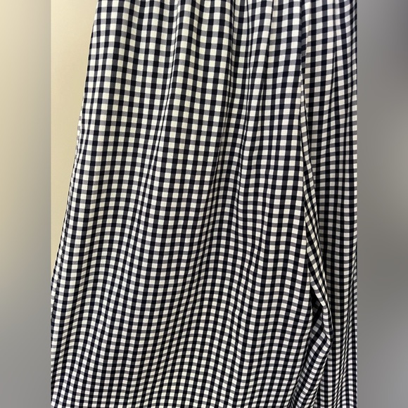 Navy gingham wide leg culottes with tie waist - Picture 4 of 4